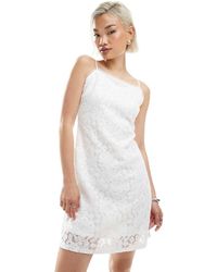Vero Moda - Vestido Corto Blanco De Tirantes Con Escote Cuadrado De Encaje De - Lyst