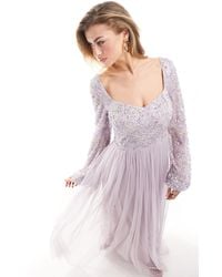 Beauut - Bridesmaid Embellished Long Sleeve Maxi Dress - Lyst
