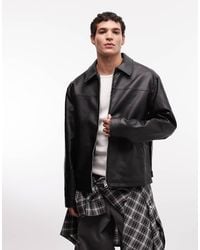ASOS - Faux Leather Harrington Jacket - Lyst