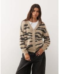 Noisy May - Brushed Knit Zebra Cardigan - Lyst