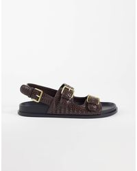 Mango - Woven Faux Leather Flat Sandal - Lyst