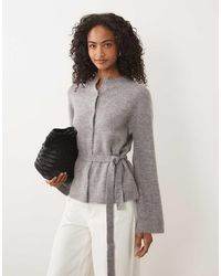 Gina Tricot - Wool Alpaca Knitted Tie Cardigan - Lyst