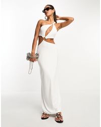 ASOS - Twisted One Shoulder Cut Out Maxi Dress With Metal Ring Detail - Lyst