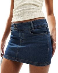 Motel - Low Rise Denim Mini Skirt - Lyst