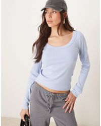 Abercrombie & Fitch - Long Sleeve Scoop Neck Rib Top - Lyst