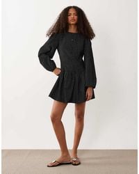 Wednesday's Girl - Long Sleeve Button-down Smock Dress - Lyst