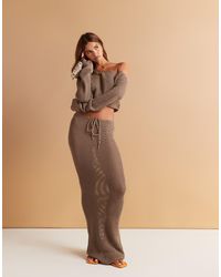 Aria Cove - Crochet Knitted Low Rise Drawstring Waist Maxi Beach Skirt Co-ord - Lyst