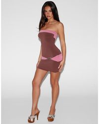 Tiger Mist - Eos Bandeau Open Back Gold Hardware Detail Mini Dress - Lyst