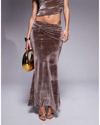 ASOS - Fluwelen Maxi-Rok Met Drapering En Fishtail - Lyst