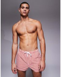 ASOS - Gestreepte, Super Korte Zwemshort Van Seersucker - Lyst