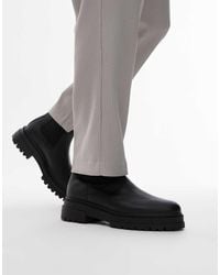 Tommy Hilfiger - Leren Chelsea Boots Met Dikke Zool - Lyst