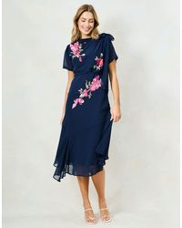 Hope & Ivy - The Aubree Embellished Slash Neck Midi Dress With Bow Shoulder Detail - Lyst