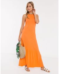 asos design premium broderie maxi dress with pep hem and fluted sleeves