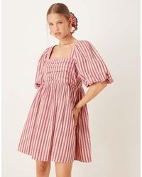Nobody's Child - Nova - robe courte rayée à manches bouffantes - Lyst