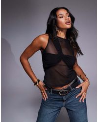 ASOS - Sheer Mesh Layered Twist Singlet Top - Lyst