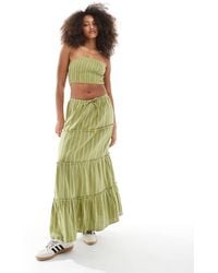 Wednesday's Girl - Striped Tiered Maxi Skirt Co-Ord - Lyst