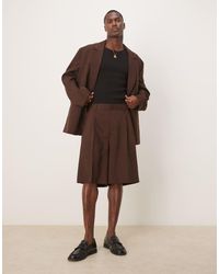 ASOS - Pantaloncini Da Abito Stile Bermuda Marroni - Lyst