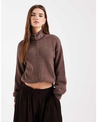 ASOS - Knitted Funnel Neck Zip-up Cardigan - Lyst