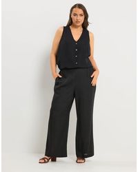 Yours Clothing - Linen Wide Leg Trousers - Lyst