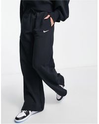 Nike - Joggers a vita alta a fondo ampio neri e color vela con logo piccolo - Lyst
