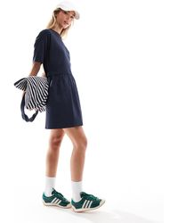 Miss Selfridge - – gesmoktes t-shirt-minikleid im hybrid-design aus popeline - Lyst
