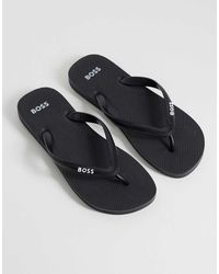 BOSS - Boss Classic Logo Flip Flops - Lyst