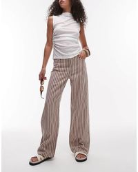 TOPSHOP - Jeans Dritti Ampi A Vita Medio Alta A Righe Color Bordeaux E Latticello - Lyst