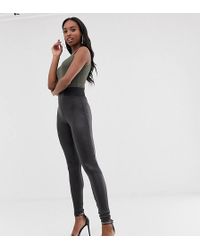 ASOS Leggings de efecto cuero con cinturilla estrecha elástica - Negro
