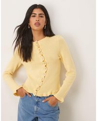 ASOS - Knitted Cardigan With Irregular Placket And Ruffle Edge - Lyst