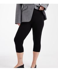 ASOS - Leggings Capri Negros De Punto Liso De Asos Design Curve - Lyst