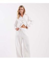 Only Petite - Cheesecloth Wide Leg Trouser Co-ord - Lyst
