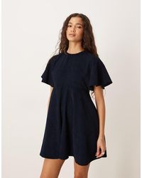 ASOS - Cord T-Shirt Mini Dress With Stitching Detail - Lyst