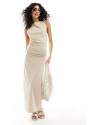 ASOS - Boat Neck Maxi Dress With Ruched Sides - Lyst