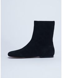 TOPSHOP - Peri Real Suede Flat Square Toe Boot - Lyst