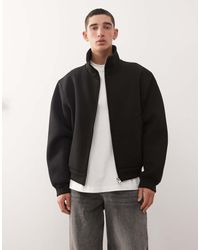 Weekday - Chaqueta Negra Con Cuello Alzado De Tejido Efecto Neopreno De - Lyst