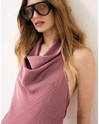 NA-KD - Halterneck Draped Satin Mini Dress - Lyst