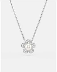 Swarovski - Ariana Grande X Pendant, Crystal Pearl, Round Cut, Flower, Rhodium Plated - Lyst