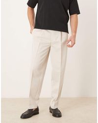 ASOS - Pantaloni Affusolati Eleganti Oversize Color Écru Con Pieghe Sul Davanti - Lyst