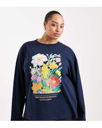ASOS - Asos Design Curve Long Sleeve T-shirt With Floral Graphic - Lyst