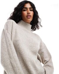 ASOS - Knitted High Neck Jumper With Turn Back Cuffs - Lyst