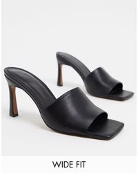 ASOS Wide Fit Hattie Mid-heeled Mule Sandals - Black