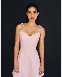 Bershka - Mini Dress With Ribbon Straps - Lyst