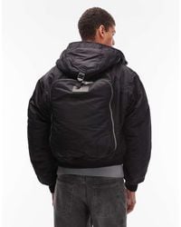 Schott Nyc - Logo Patch Zip Pocket Detail Cropped Padded Jacket With Backpack Detail - Lyst