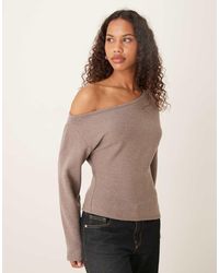 ASOS - Superzachte Top Met Blote Schouders, Korsettaille En Lange Mouwen - Lyst
