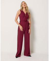 Long Tall Sally - Belted Wide Leg Jumpsuit - Lyst