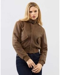 Bolongaro Trevor - Disstressed Real Leather Short Jacket Jacket With Funnel Neck - Lyst