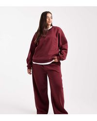 ASOS - Asos Design Curve Wide Leg Brushback Jogger - Lyst