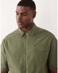 ASOS - Oversized Zip Through Shirt - Lyst