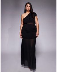 Forever New - Forever New Petite One Shoulder Mesh Waist Panel Sheer Skirt Maxi Dress - Lyst