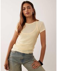 ASOS - Sheer Double Layer Short Sleeve Halter Top - Lyst